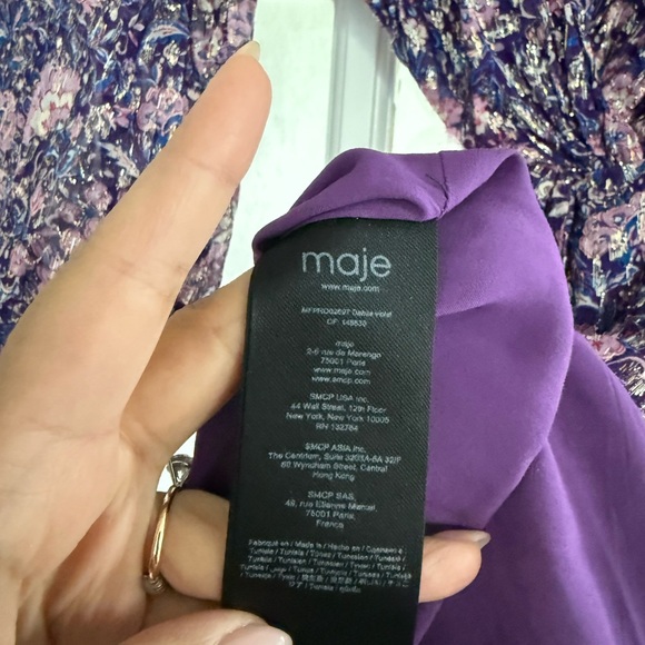 Maje Roletex Floral Long Sleeve Satin Cutout Minidress Size 36/4 - Picture 8 of 10